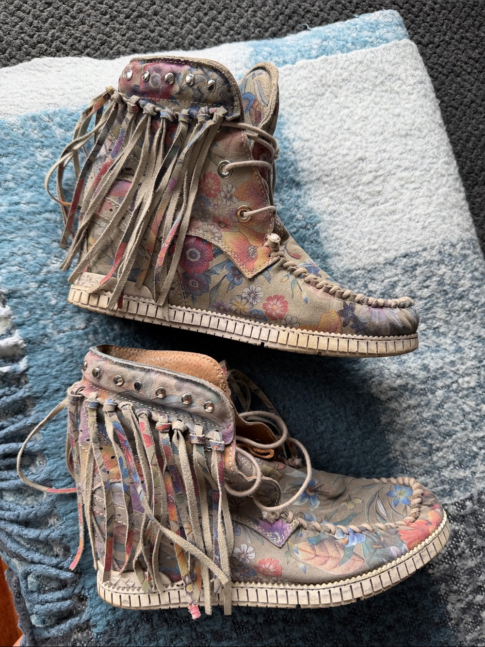 El Vaquero size 41 Moccasin Fringe Boots